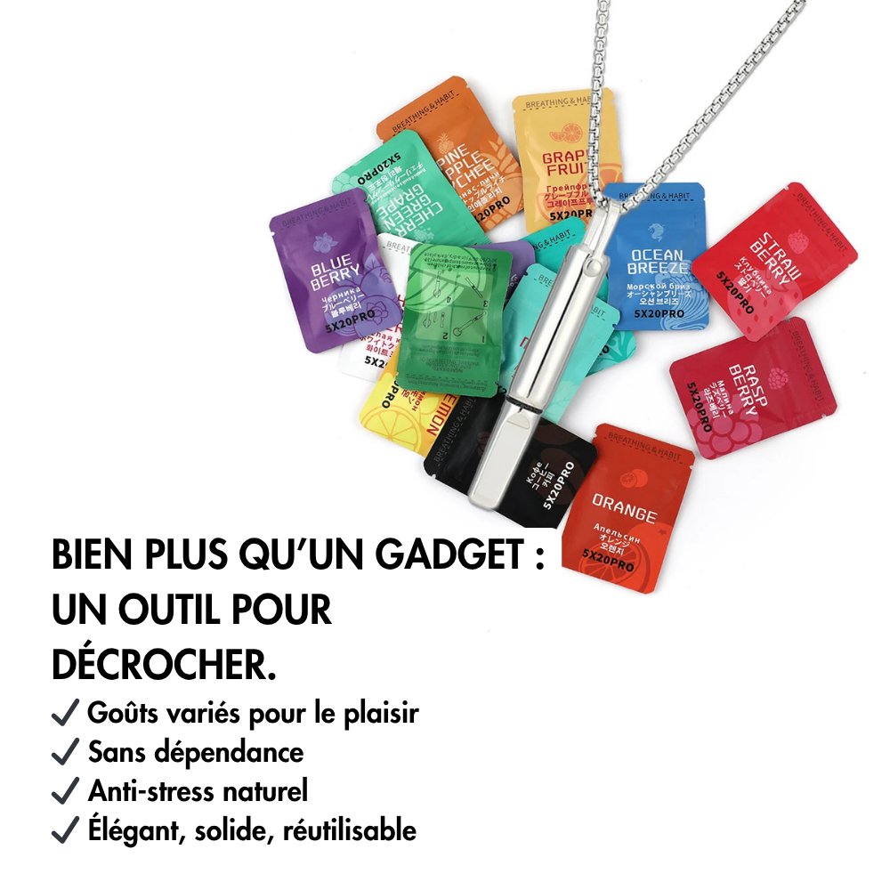 Pendentif Respire – l’inhalateur pour arrêter de fumer (+3 Goûts offerts)