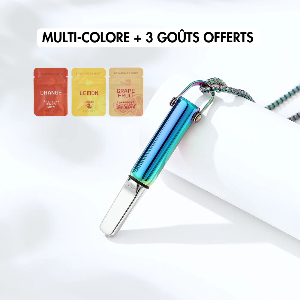 Pendentif Respire – l’inhalateur pour arrêter de fumer (+3 Goûts offerts)