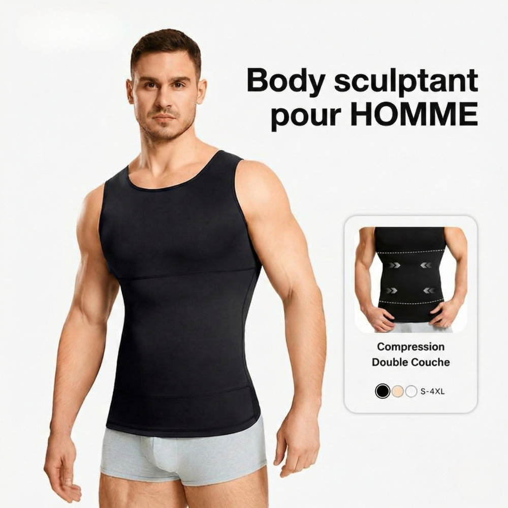Débardeur gainant sculptant pour homme – Compression poitrine et ventre
