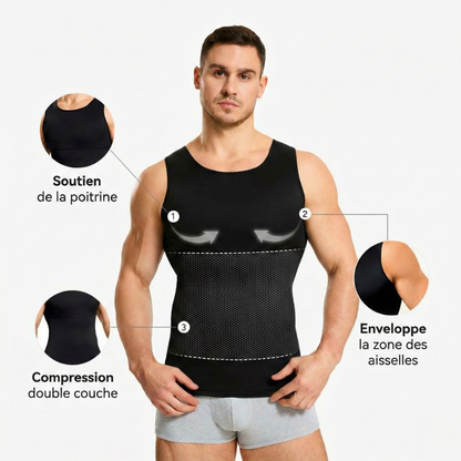 Débardeur gainant sculptant pour homme – Compression poitrine et ventre